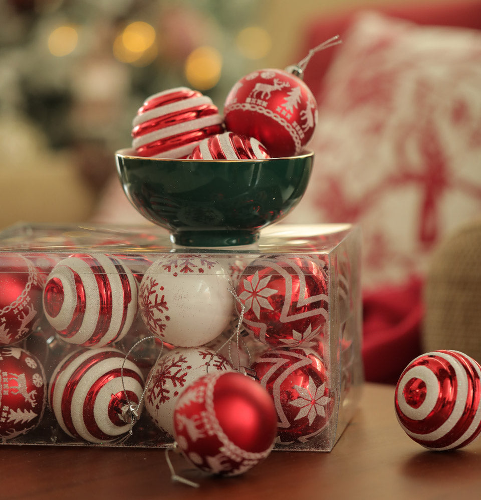 Red White Bauble Set