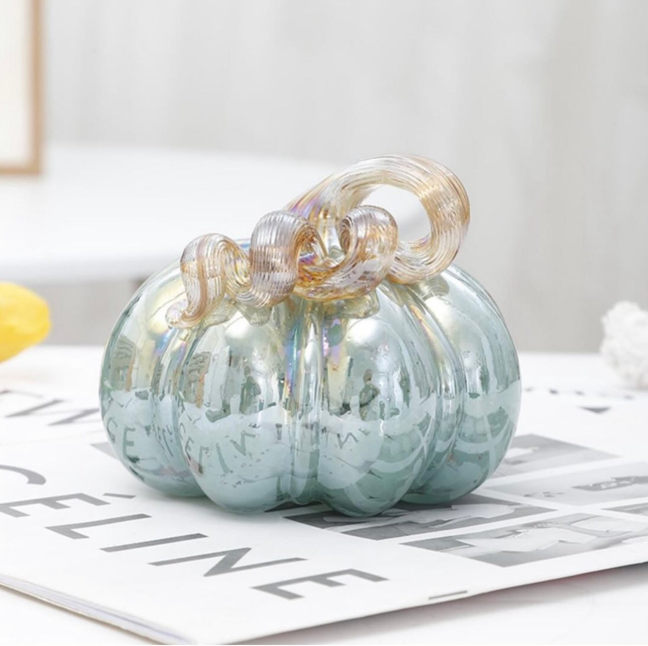 Blue glass pumpkin