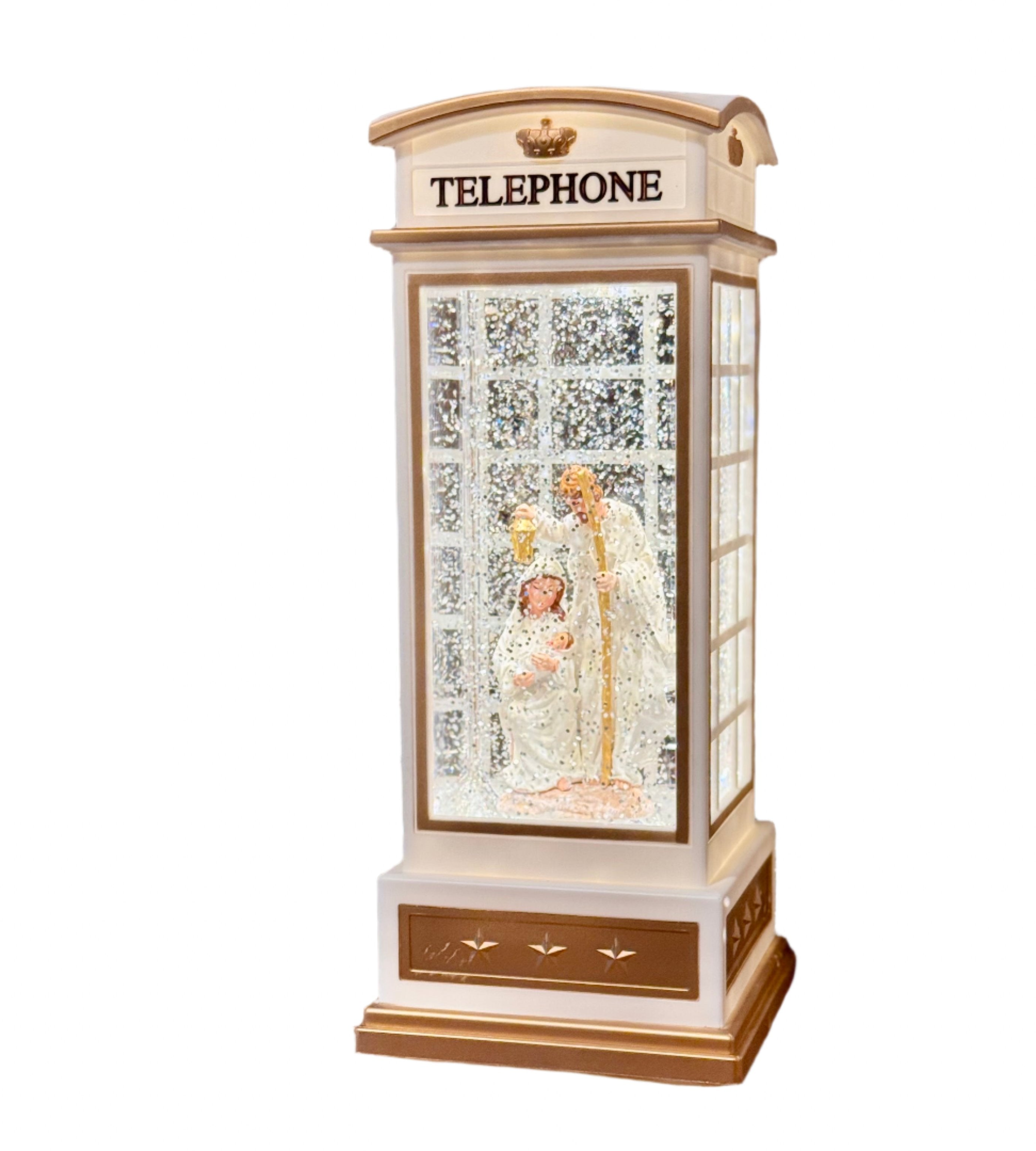 White telephone booth snow globe