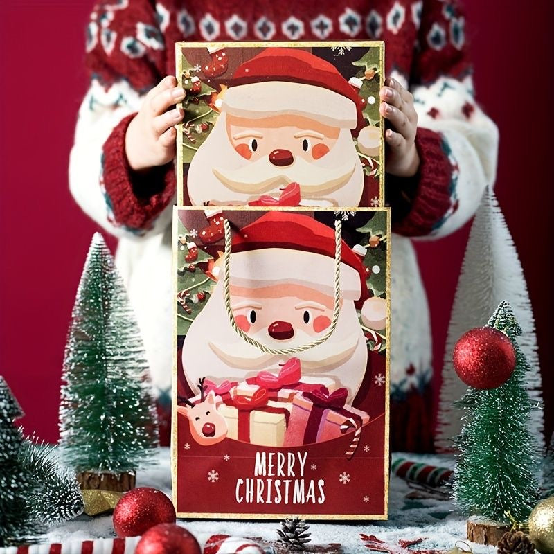 Santa print gift boxes and gift bags