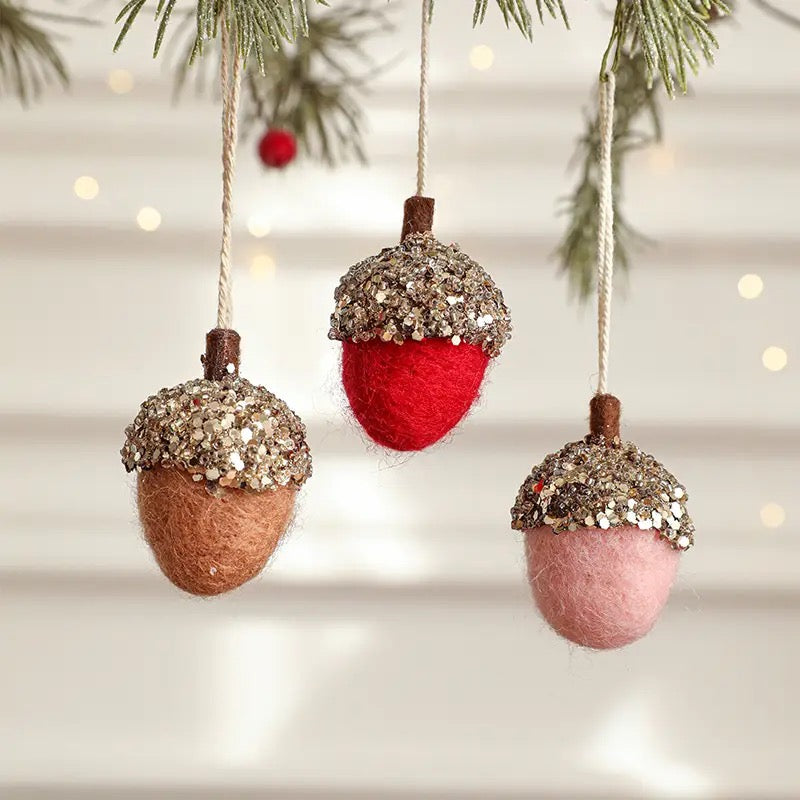 Acorn felt ornament