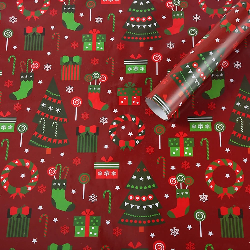 christmas gift wrapping paper set of 2