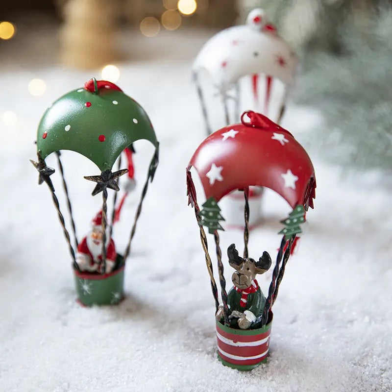 Hot air balloon reindeer ornament