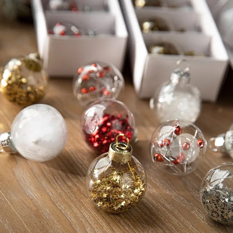 Golden stars filled mini transparent bauble