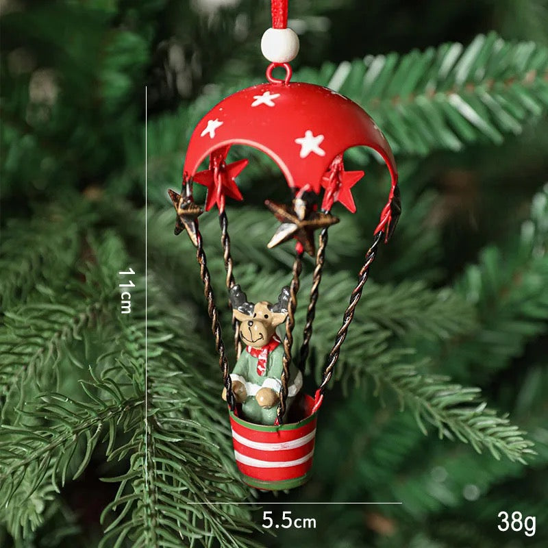 Hot air balloon reindeer ornament