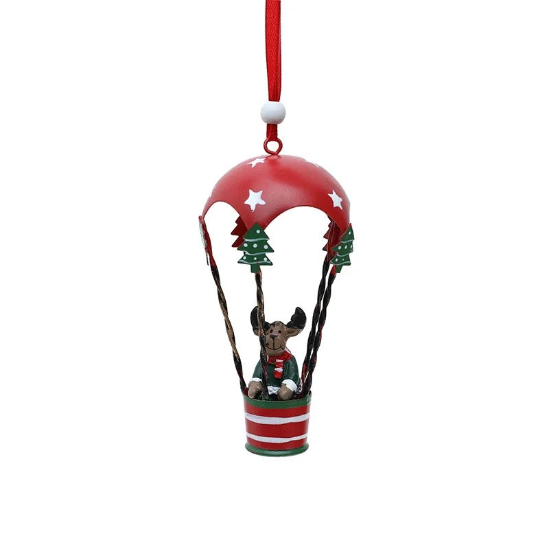 Hot air balloon reindeer ornament