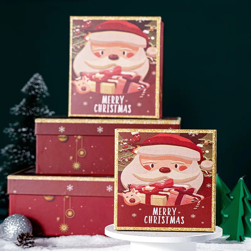 Santa print gift boxes and gift bags