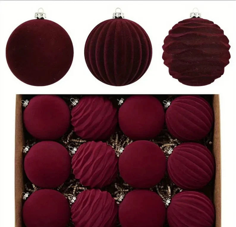 maroon velvet bauble set